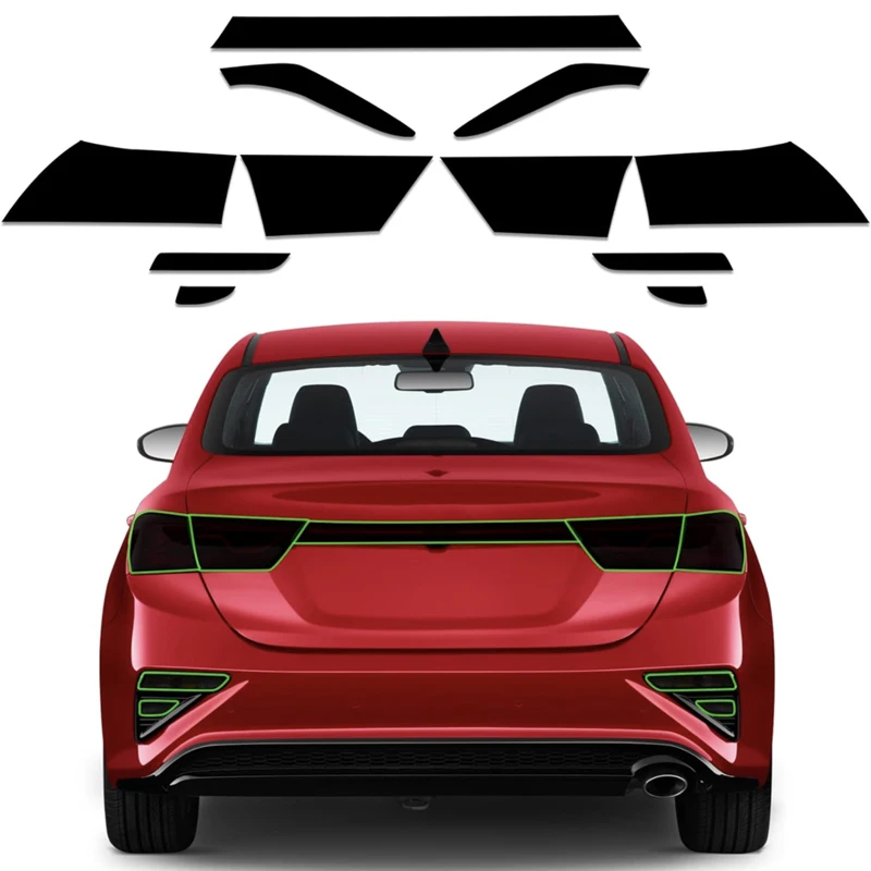 

Pre-cut vinyl overlay for Jeep Grand Cherokee 2014-2021 Tail Lights Rear Bumper Reflector Strip Glossy Dark Smoke Wrap