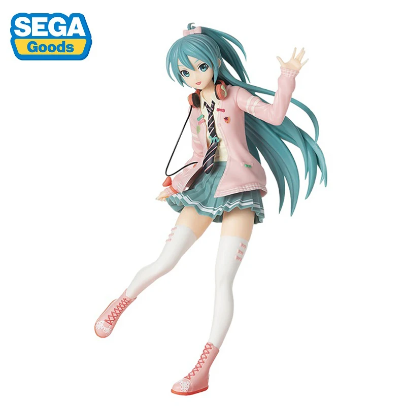 

In Stock Original SEGA Hatsune Miku Figure VOCALOID Bow-Knot Girl Miku Model 24Cm Anime Figurine Model Toys for Kids Gift