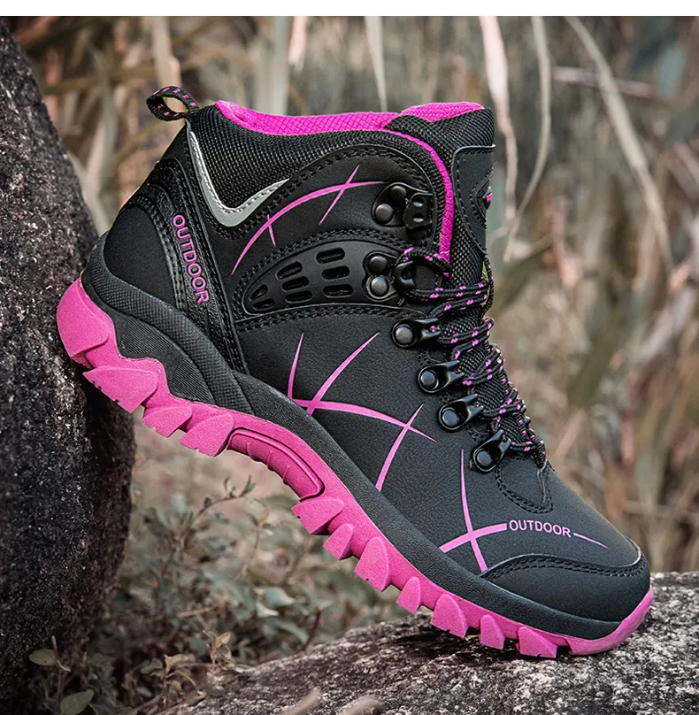 Herbst Winter Frauen Leder Outdoor Stiefeletten Wanderschuhe Trekking Berg Turnschuhe Tracking Treking Plüsch Warme – Detail 10