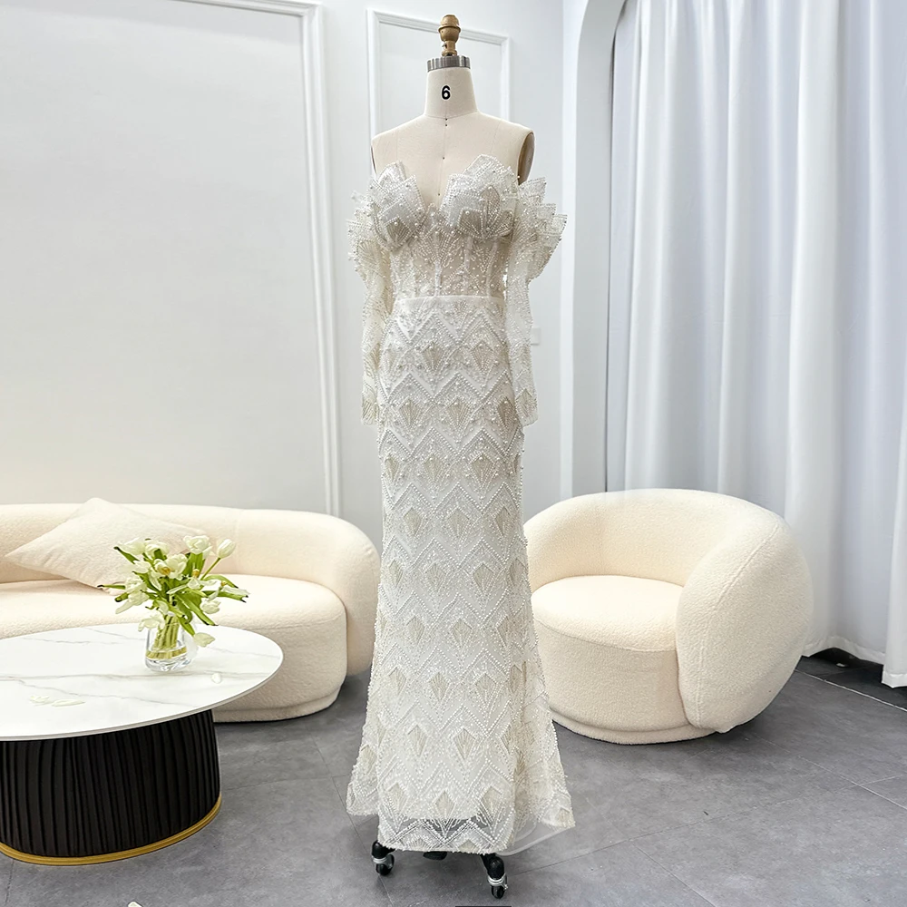 Sharon Said Luxury Dubai Mermaid Off Shoulder Evening Dresses for Women Wedding Party 2023 Elegant Long Prom Formal Gowns SS371