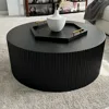 Black Round Coffee Table Modern Side Table End Table for Living Room, Wood Circle Drum Coffee Tables Contemporary Livin 3