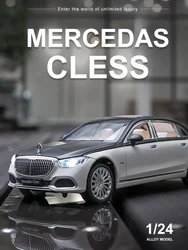 New 1:24 Simulation Benz Maybach S680 Alloy Car Model Sound And Light Pull Back Toy Car Die-Cast Boys Collection Decoration Gift
