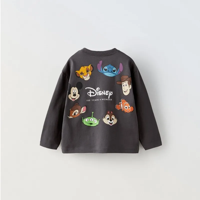 Cartoon Cute Disney Printed Kids Long Sleeve T-shirts Tops Round Collar Pullover Children Sweatshirt Autumn Clothing Girl Blouse 6