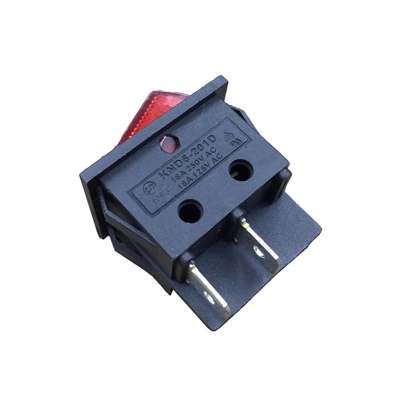 KCD4 big boat switch KND6-201D with light vacuum cleaner button switch warping 16A250V four-pin second gear