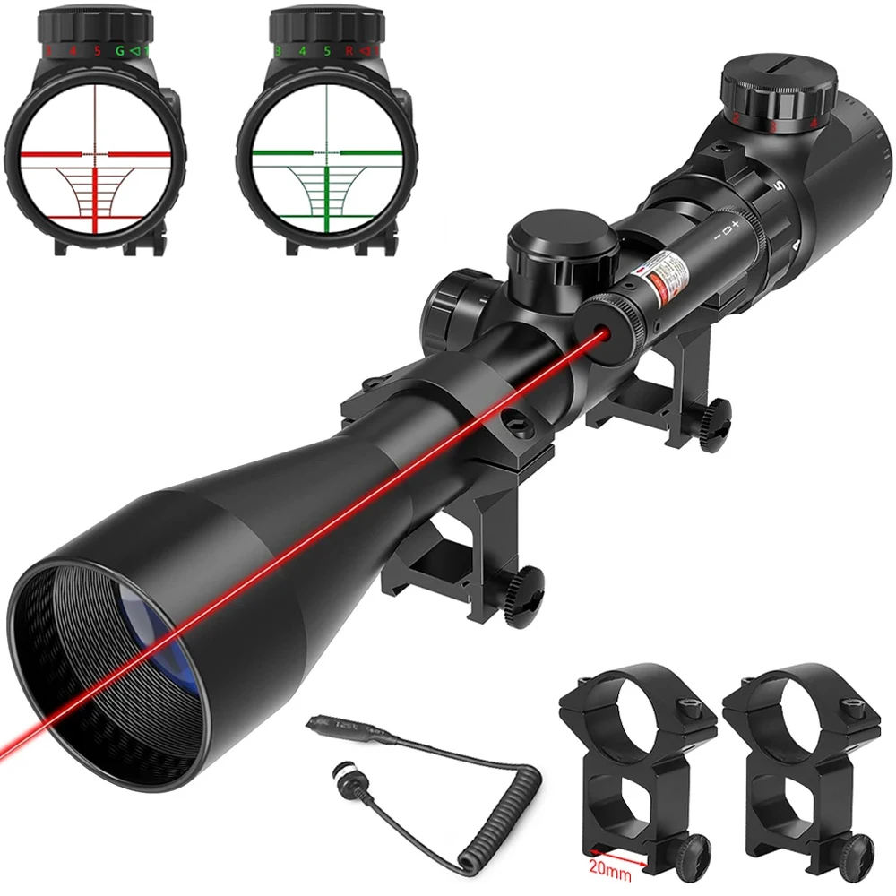 3-9x40EG Tactical Riflescope Red Laser Combo Red Green Illuminated Optical Scope Airsoft Hunting Mil-dot Scope 11/20mm Rail
