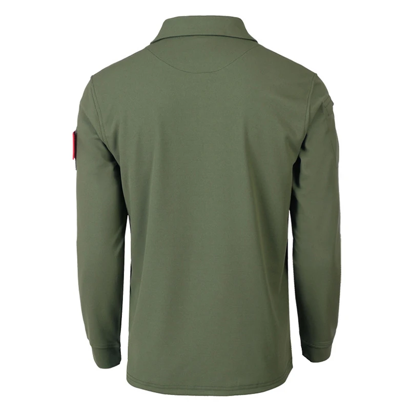 Men's Tactical Long Sleeve Polo Shirt Quick Dry Elastic Breathable T-Shirt for Hiking Camping Spring Pullover Outdoor Clothes