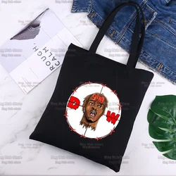 Singer Respect Juice WRLD Harajuku Style Print Ladies Casual Shoulder Black Tote Bag Printed Canvas Female Bag Handbag
