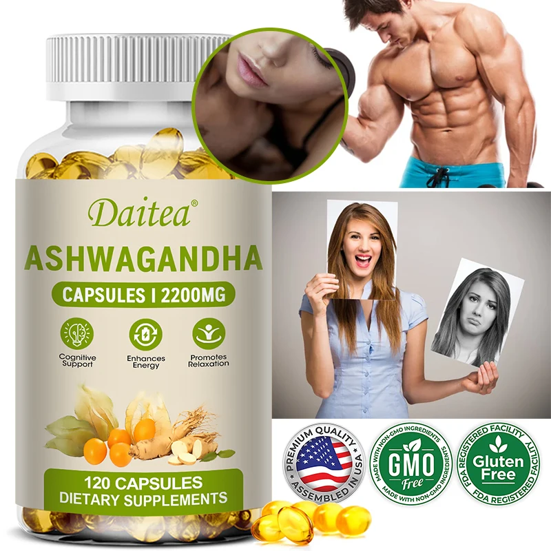 

Organic Ashwagandha Extract Supplement Helps with Stress, Mood Support and Energy, Boosts Immunity - Vegan - 30/60/120 Capsules