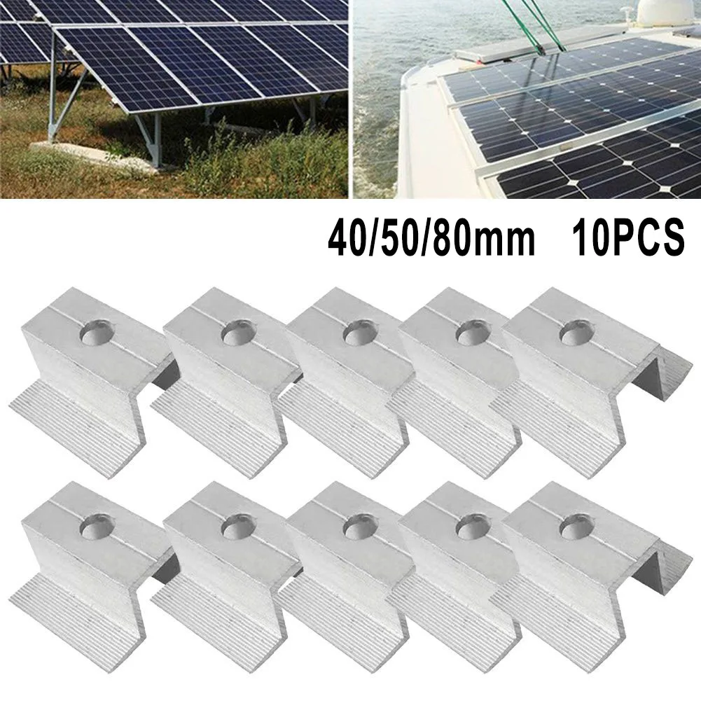 Brand New Solar Middle Clamp Aluminum Alloy Connecting Solar Panel For Frame Height 25-50mm Replacement Silver images - 6