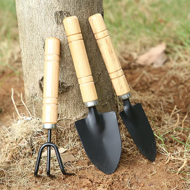 1/3Pcs Mini Lapát Gereblye Készlet Növényekhez Bonsai Tools Kerti Kéziszerszámok Miniatűr Ültetési Fa Fogantyú Ásó - Image 2