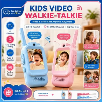 Walkie Talkie Video per Bambini, Confezione da 2, Ricaricabili, Giocattoli per Bambini per Campeggio, Viaggi, Regali di Compleanno per Bambini dai 3 ai 12 Anni