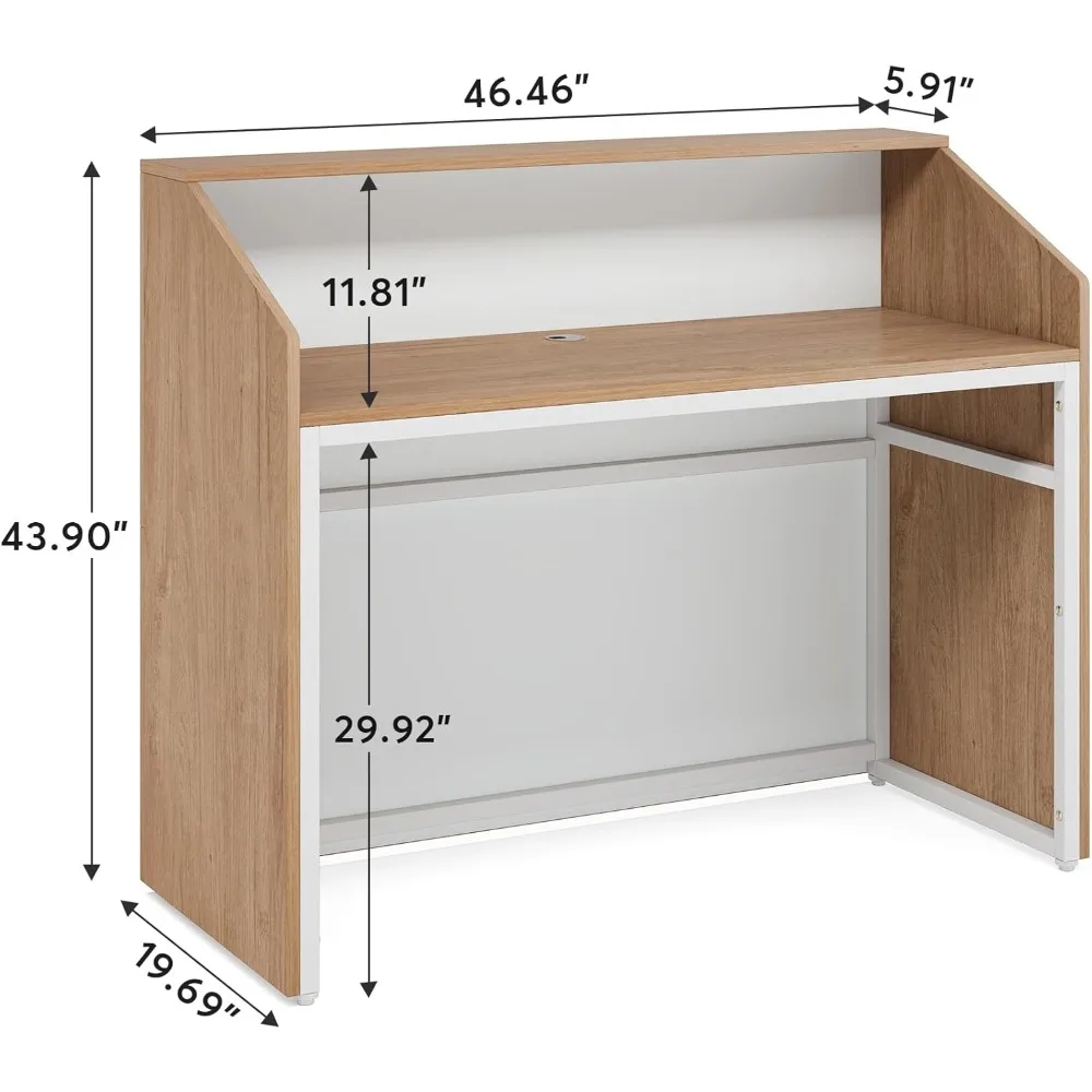 Reception Desk with Counter, Modern Front Desk Reception Room Table, for Checkout, Lobby, 47 Inch Retail Counter 2
