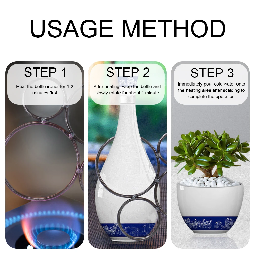 Iron Ring Scalding Bottle Cutter Vases Bottle Remake Tool Round 4-Ring Design Hand and Anti-Scald and Antirust with Handle bottle cutter