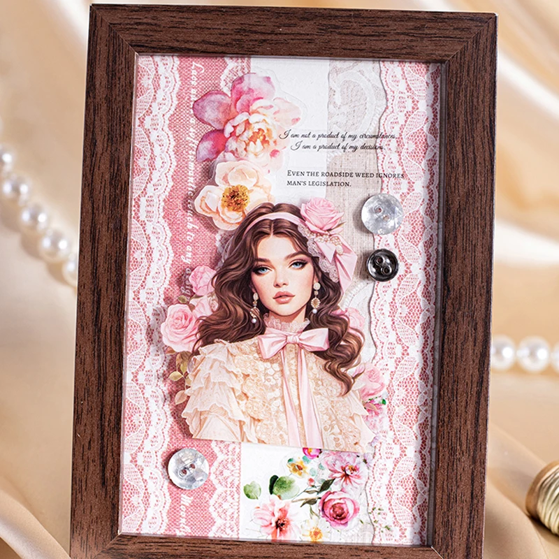 미스터 페이퍼 6롤 리넨 질감 레이스 배경 와시 테이프 DIY 저널 스크랩북 캘린더 노트 카드 장식