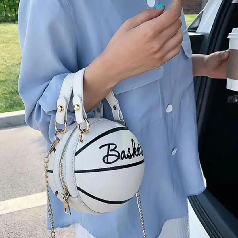 1 Pcs New Women's Bag Fashionable Chain Basketball Versatile Crossbody Bag Personalized Round Ball Bag