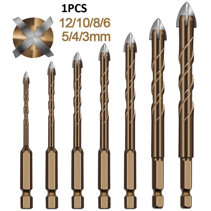 1pc Cross Hex Tile Bits Tile Glass Ceramic Wood Concrete Hole Opener Alloy Triangle Twist Drill Bits For Metal Wood Drilling