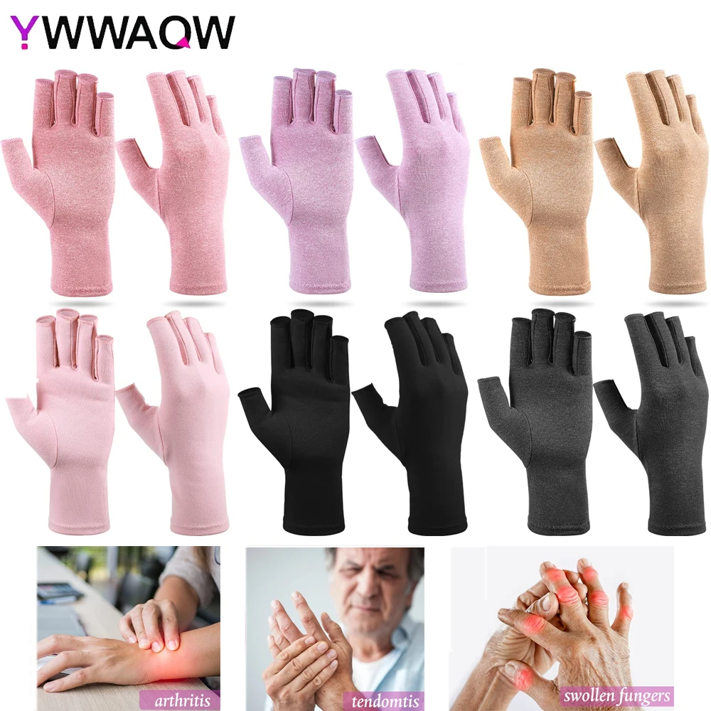 1 Pair Arthritis Compression Fingerless Gloves Relieve Muscle Pain for Women Men Typing fingerless gloves compression gloves