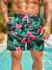 Men's quick-drying Hawaiian shorts with floral and leaf print 3D beachwear soft loose casual novelty summer novelty shorts 2
