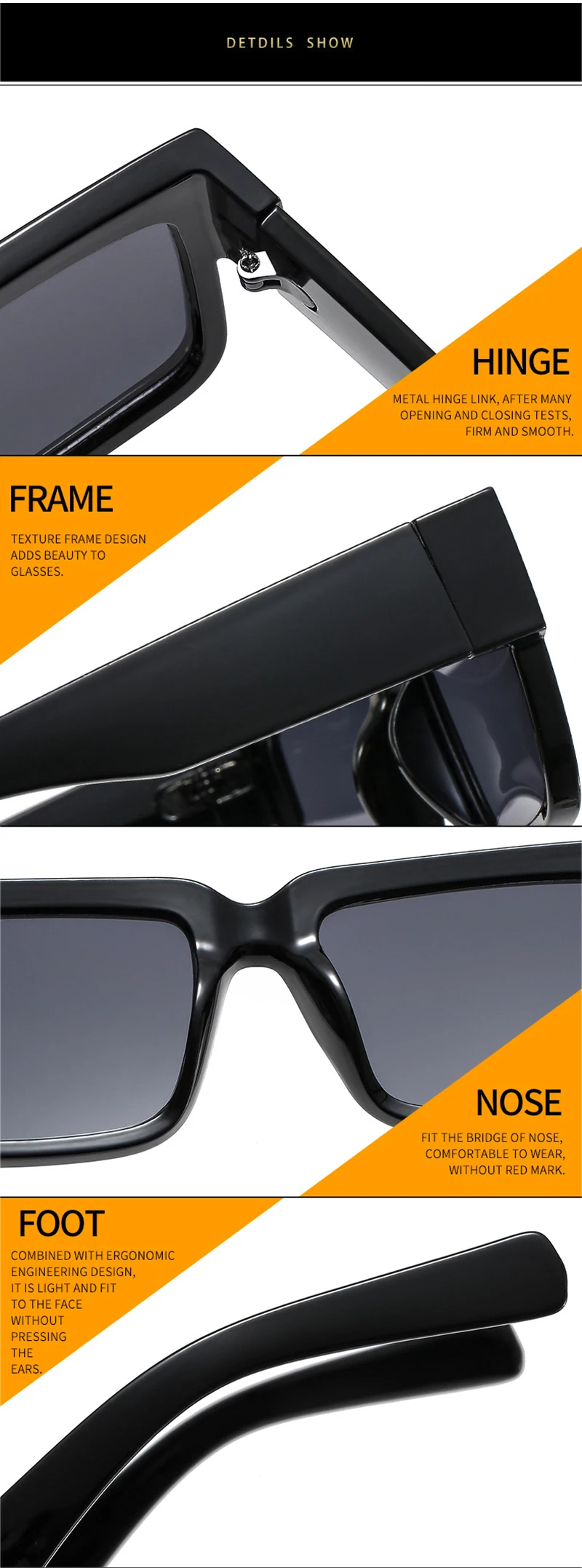 Retro vierkante zonnebril voor heren en dames gradient uv400_voghion.com