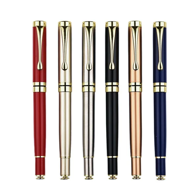 Penna a sfera in metallo direzionale Strumento di scrittura premium Set regalo aziendale Ricarica di inchiostro liscio Materiale scolastico per ufficio di lusso Cancelleria 1