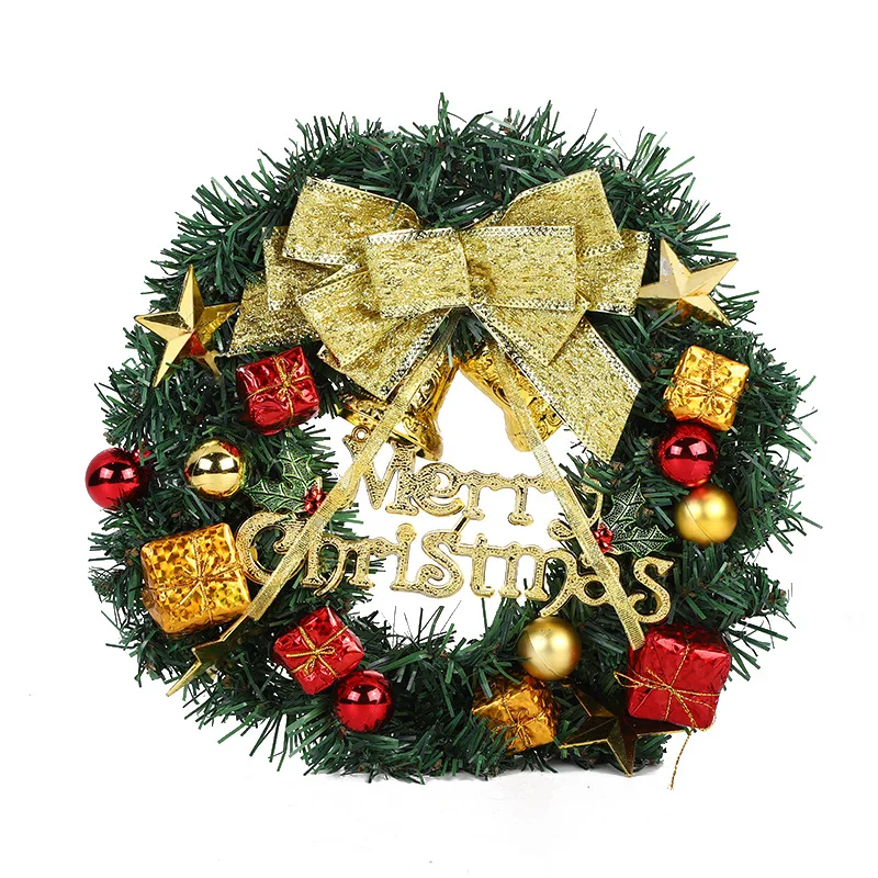 

30CM Christmas Wreath Artificial Pine Needles Bow Wall Home Decor Festival Door Hanging Window Props Decoration Navidad Garland