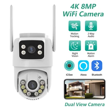 4K 8MP PTZ WiFi Camera with Dual Screen Color Night Vision Outdoor Security IP Camera CCTV Surveillance Camera ICSEE App 1