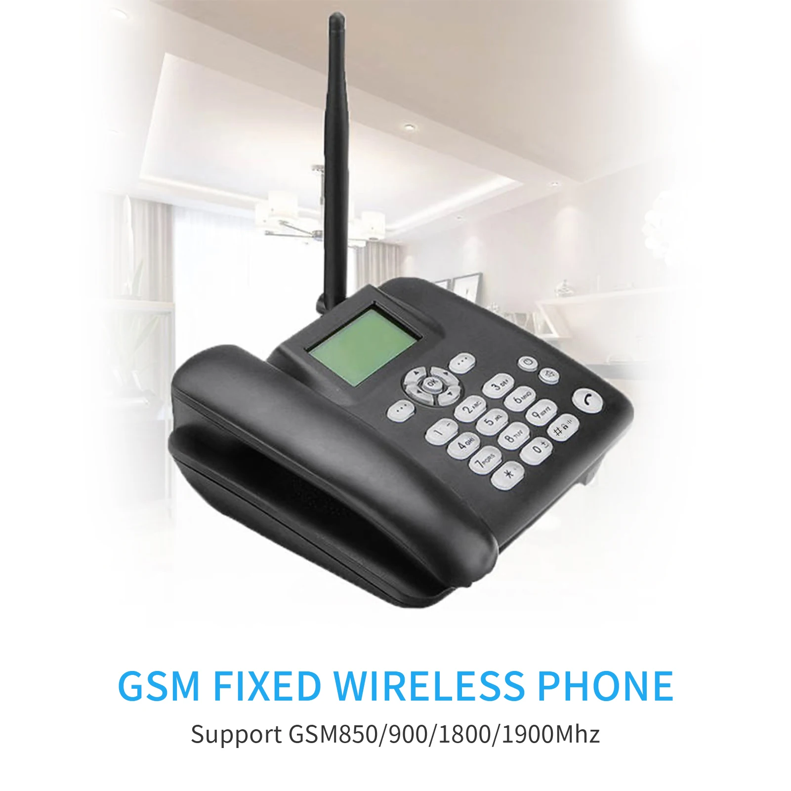 New Fixed Wireless Phone 2G Desktop Telephone Support GSM 850/900/1800/1900MHZ SIM Card Cordless Phone with Antenna Radio Alarm
