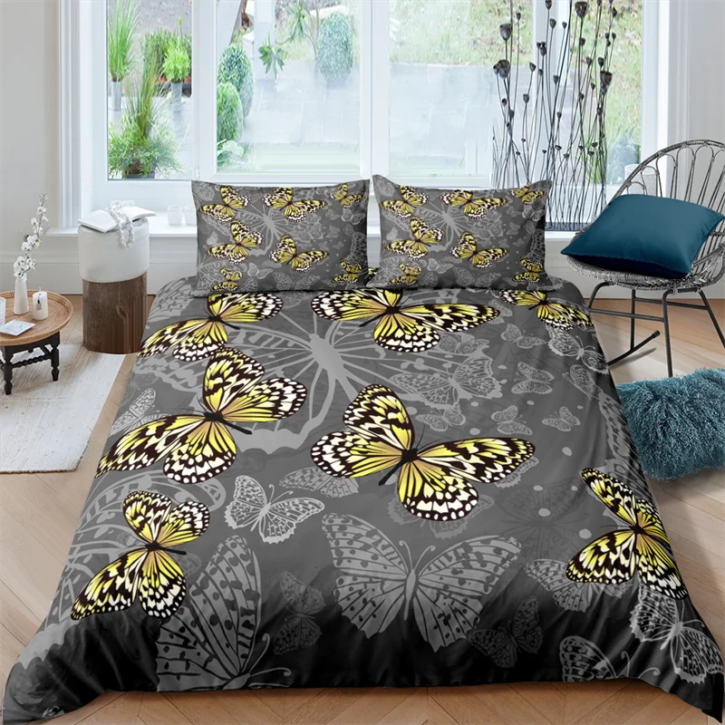 

Home Textile Luxury 3D Color Butterfly Print 2/3Pcs Kids Duvet Cover Pillowcase Bedding Set Single Queen and King AU/EU/US Size