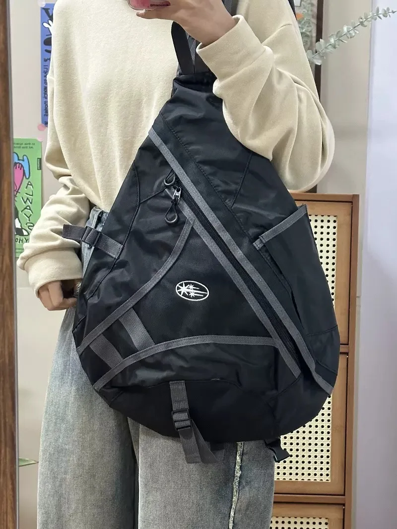 Hip Hop Techwear Motorcycle Sport Single Shoulder Crossbody Bag Men Women Casual Sling Bag Multifunction Waterproof School Bags 2
