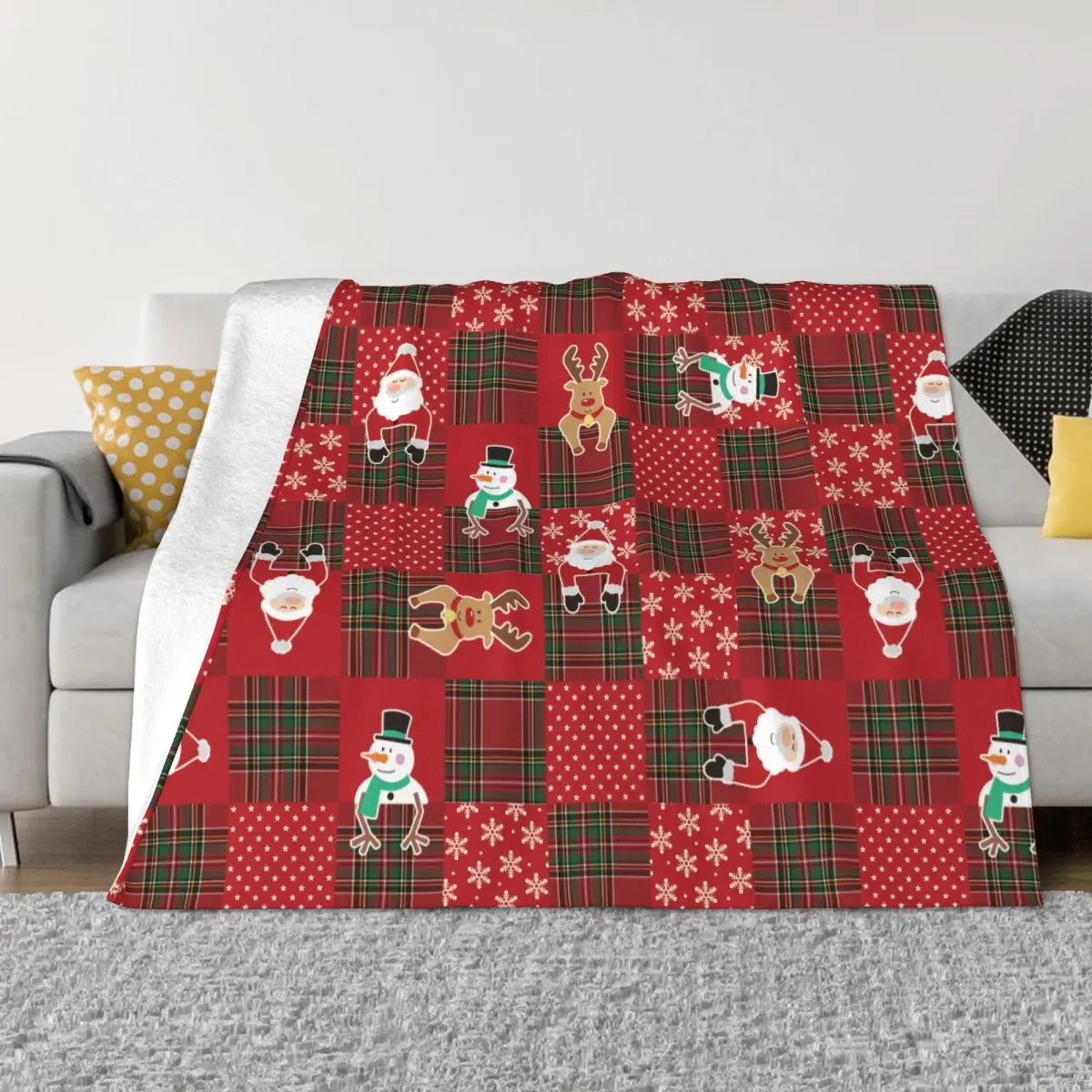 

Christmas Blanket Flannel All Season Santa Deer Portable Lightweight Thin Throw Blankets for Sofa Bedroom Bedspread