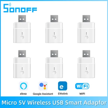 SONOFF 마이크로 USB 스마트 와이파이 어댑터 무선 스위치, EWeLink 앱 지지대 Alexa SONOF를 통한 유연하고 휴대용 리모컨, 5V