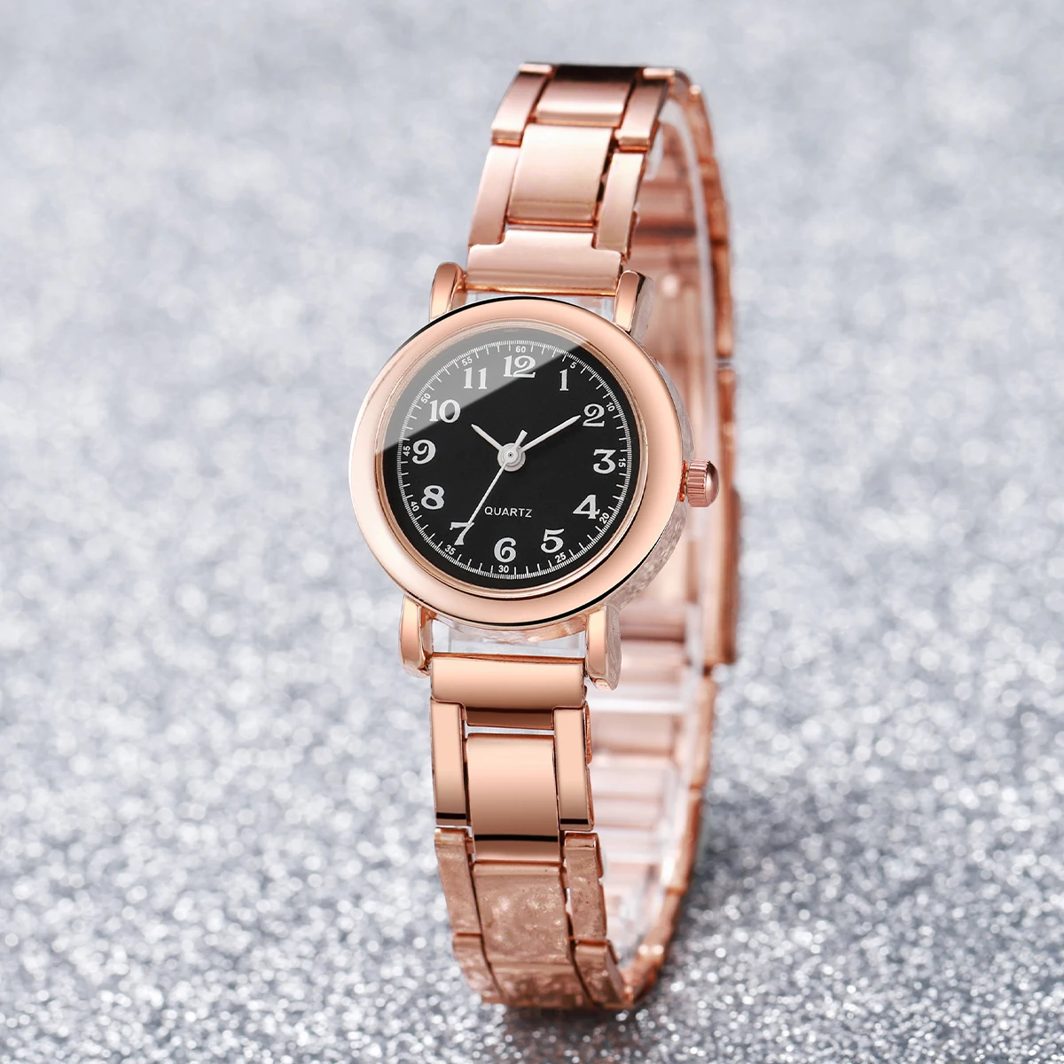 2PC/Set Women's Steel Band Watch Small Head Stainless Steel Quartz Watch Heart Bracelet Set