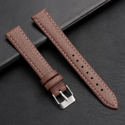 Slim Vintage Cowhide Leather Watch Strap - Ultra - Thin Waterproof Band - 16mm (Dark Brown)
