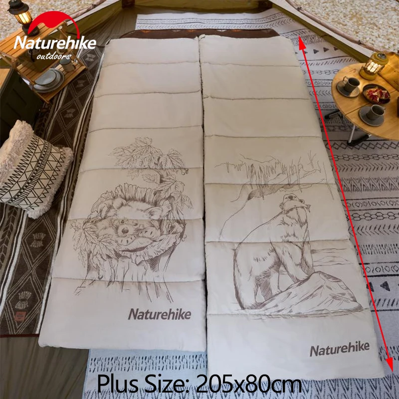 

Спальный мешок Naturehike на осень и весну, Хлопковое одеяло, конверт, спальный мешок для 2-7 ℃, для кемпинга, туризма, удлиненный, 205x80cm