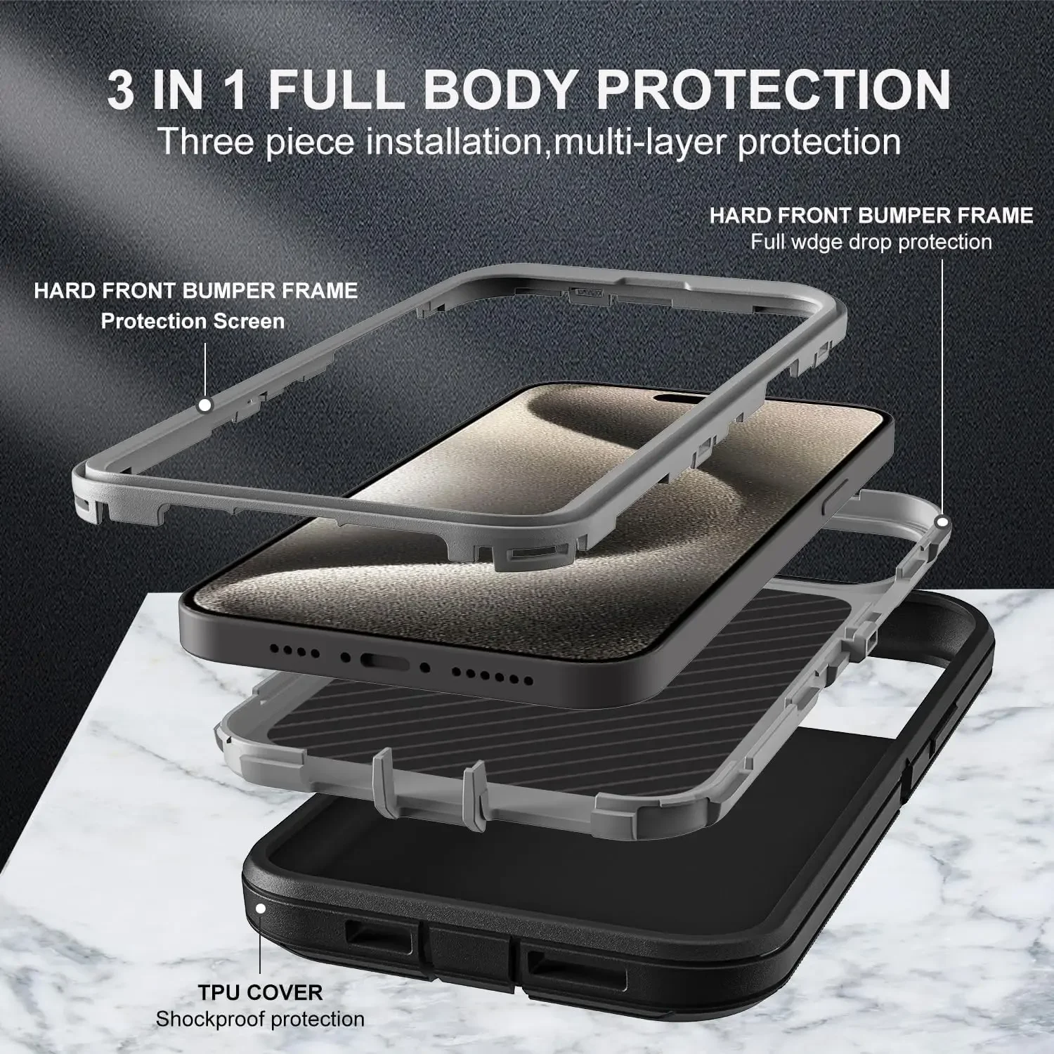 Heavy Duty Shock Absorption Full Body Protective Silicone Rubber Phone Case