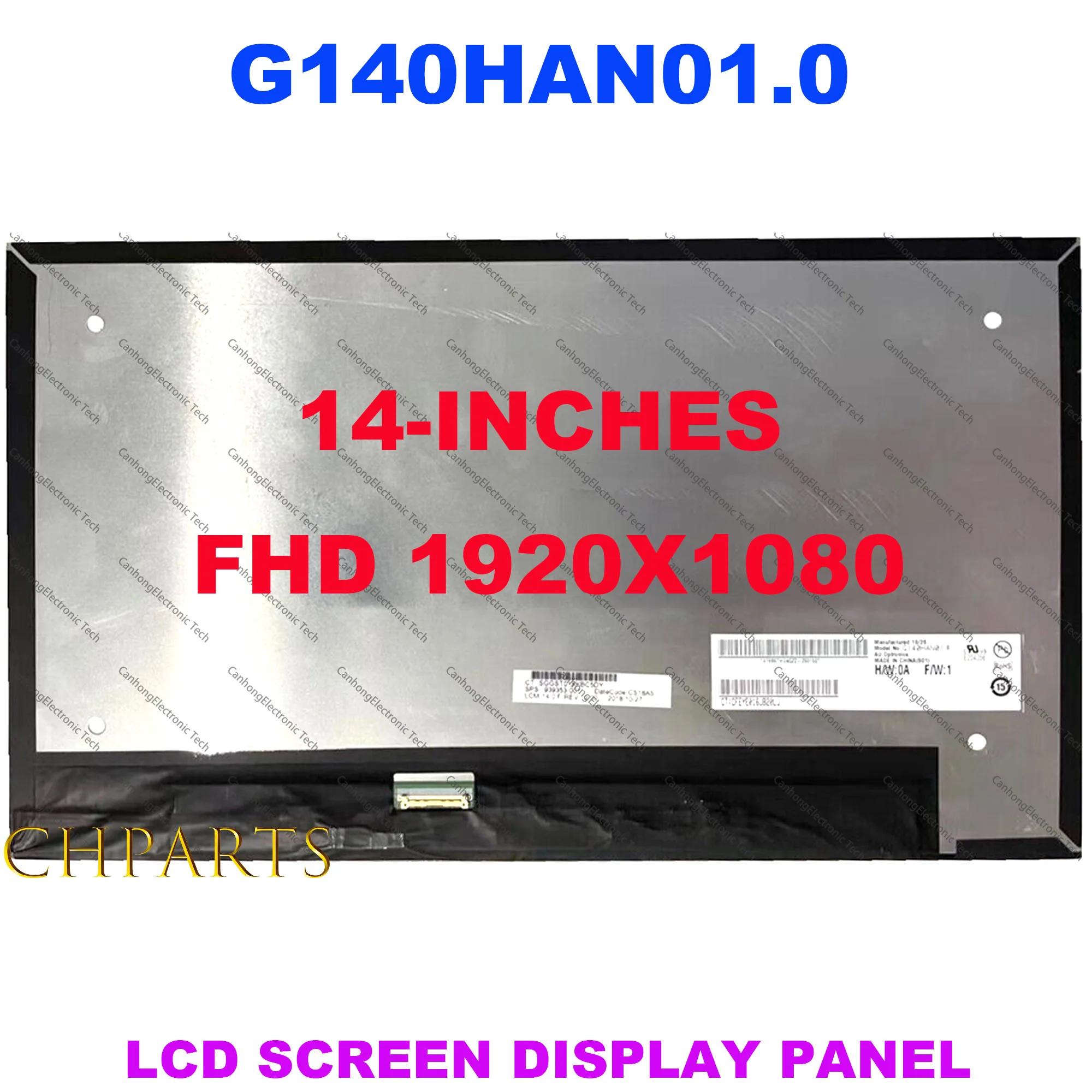 

14-дюймовый G140HAN01.0 ЖК-экран для ноутбука, сменная панель FHD 1920x1080 30 контактов 500 кд/м²