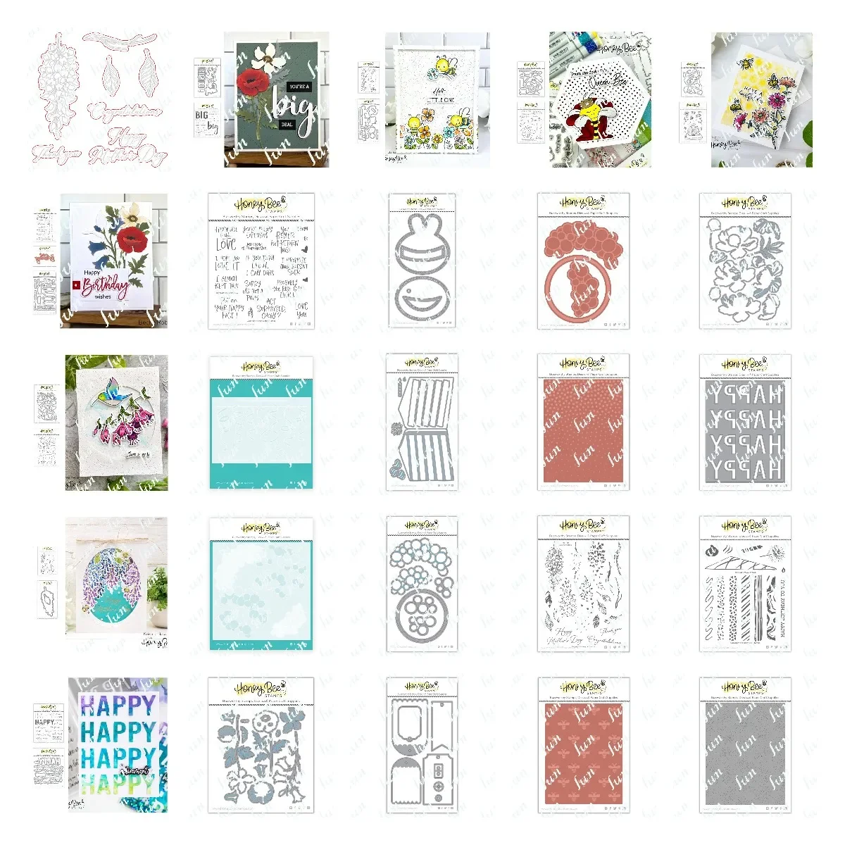 

DIY Happy Birthday Cake Gift Tags Honey Bee Hot Foil Plate Wisteria Peony Flowers Vintage Hive New Cut Dies Stamps Stencils Set