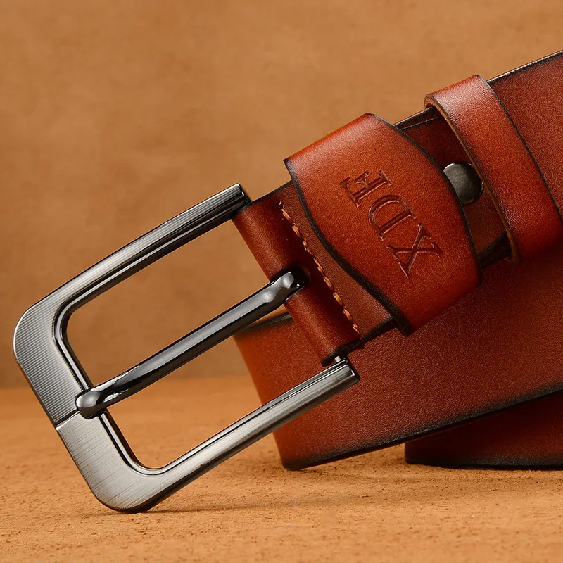 Retro Leather High Quality Buckle Jeans Pin Buckle Man Belts Business Cowboy Casual Male Fashion Designer Belt for Men black men