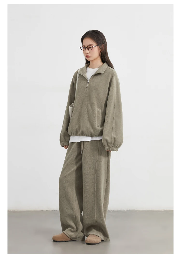CHIC VEN Women Sweatsuit Loose Casual New Granular Velvet Stand Collar Female Top Pants Set for Woman Sport Autumn Winter 2025 Image 17