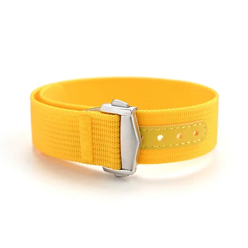Versatile Ribbed Nylon Waterproof Watch Strap with Folding Buckle - Sporty & Stylish