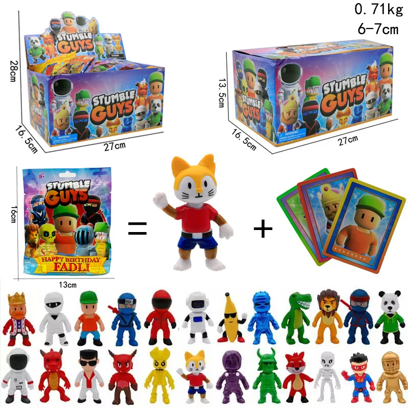 

24pcs/box Stumble Fall Guys Figures Game Cartoon Model Statue Multiplayer Challenge Types Anime Collection Kids Navidad Gifts