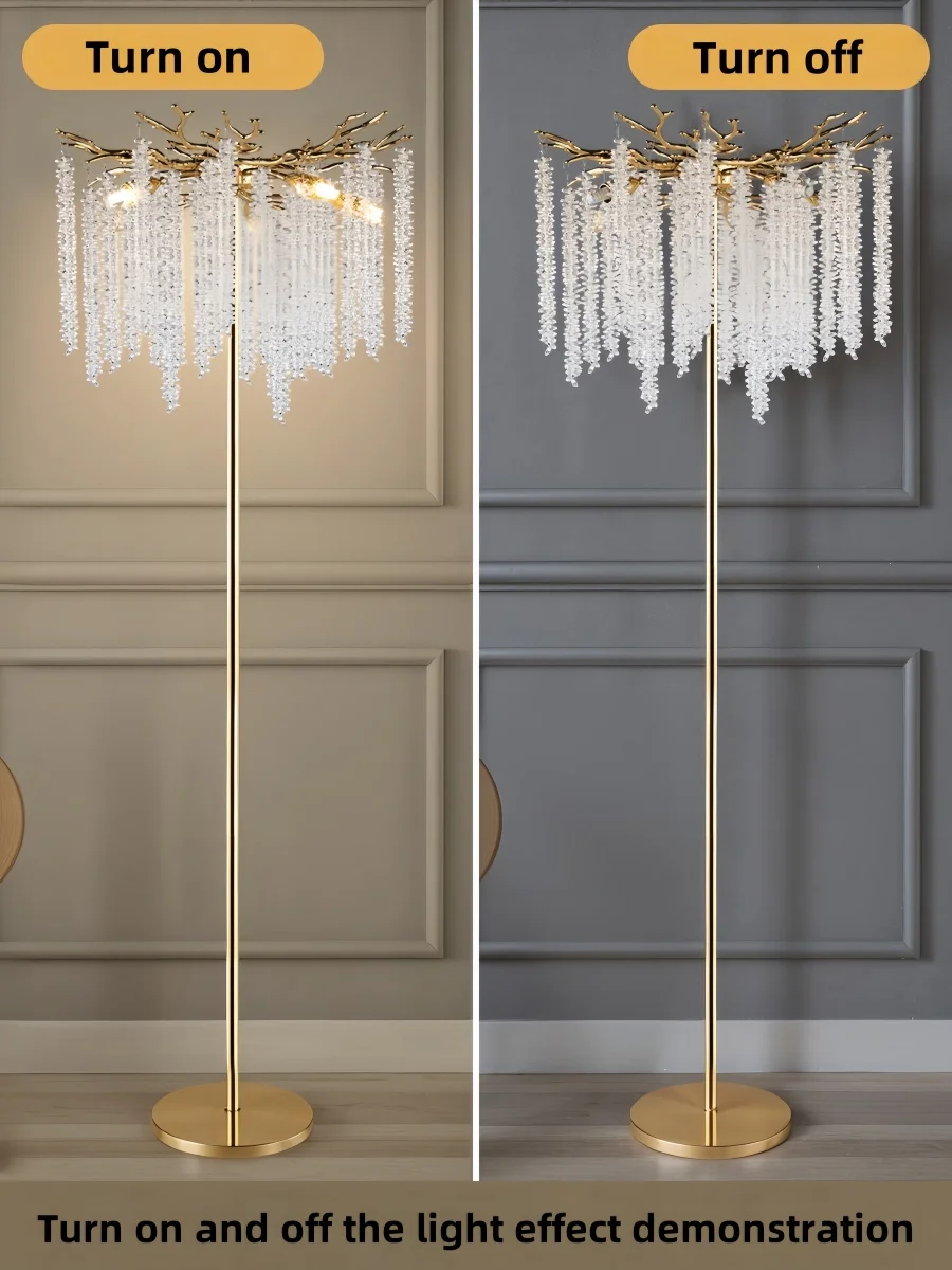 Nordic Luxury Crystal Floor Lamp - Modern Gold LED Stand Light for Living  Room \u0026 Bedroom | Indoor Decor Lighting Fixture - AliExpress, image size:900x1200
