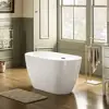 48" Contemporary Acrylic Freestanding Bathtub Soaking Tub Non-Slip Design White(Brushed Nickel Drain/Overflow Kit Included 3