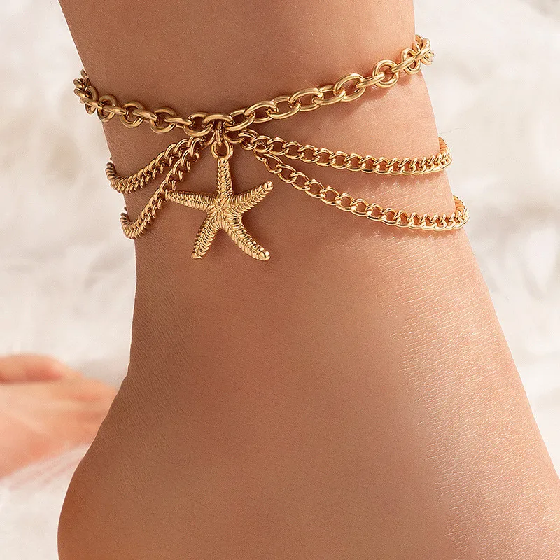 Silver Anklet Bracelet Ankle Chains Fashion Accessories Boho Gold Silver Color Tassel Chain Bracelet Anklet Charms Snake/Starfish/Heart Sexy Leg Ankle On Foot Chain