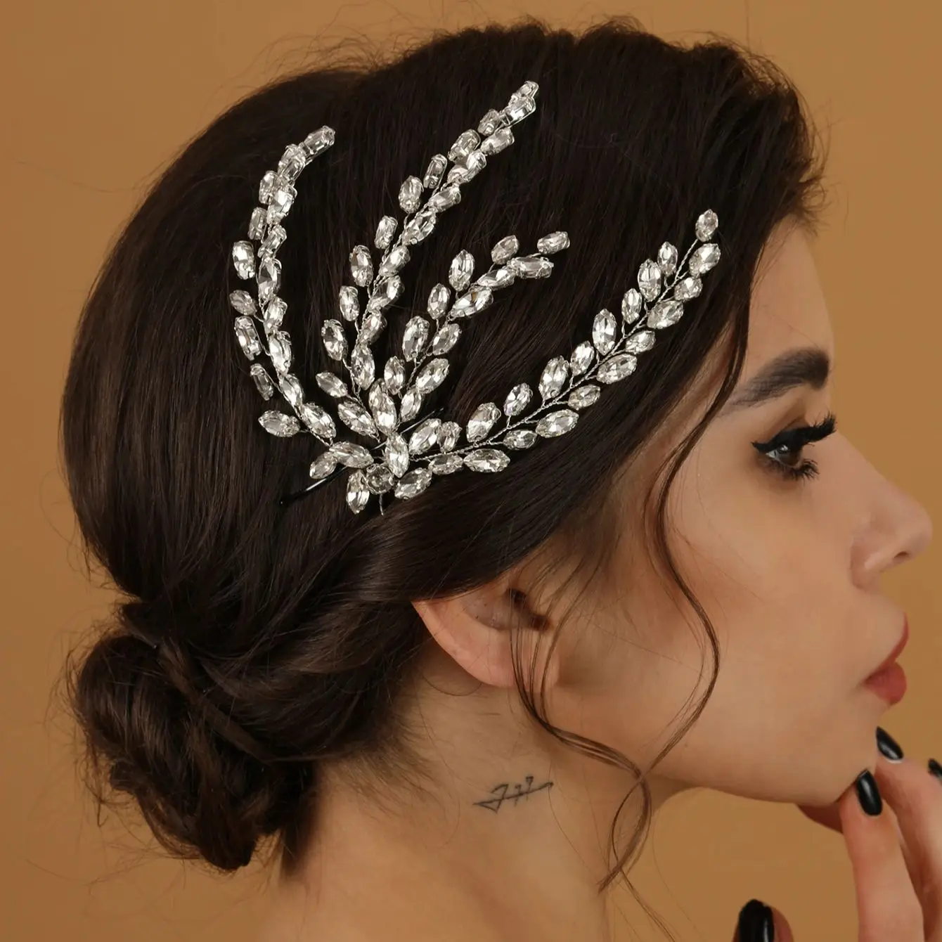 Bridal Hair Accessories Hair Accessories Bridal Jewelry Set Fashion Leaf Zircon Bridal Headpiece Tiara Accessories for Women Luxury Girls Crystal Hairclip Wedding Jewelry