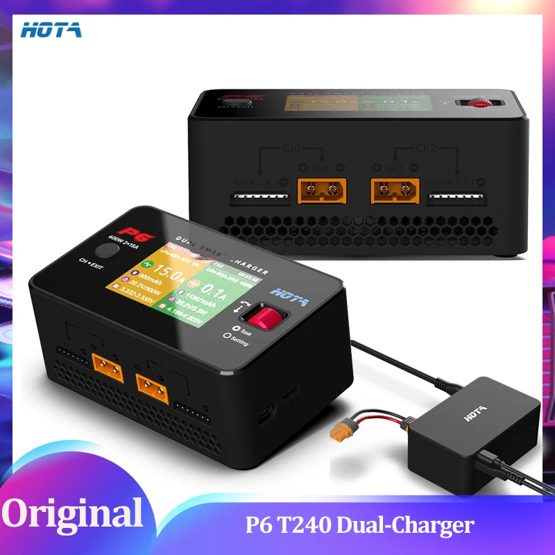 HOTA P6 T240 Dual-Charger - 240W Total (120W×2) 10-30V DC Input 15A×2 | LiPo/LiHV/NiMH/Pb Smart Cooling LCD Display thumbnail 5