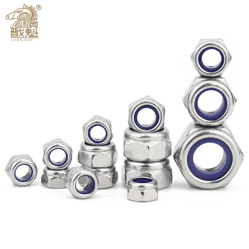 

5/10/20/50 PCs M2.5 M3.5 M4 M5 M6 M10 M12 M14 M16 304 stainless steel hexagon nylon socket self-locking thread