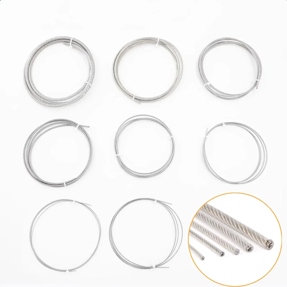 1.0/1.2/1.5/2/2.5/3/4/5/6/8/10/12MM Diameter 304 Stainless Steel Wire Rope with Clear PVC Plastic Coating