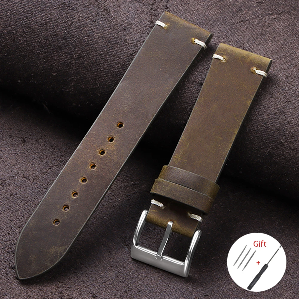 Premium Oil Wax Leather Watch Band - Classic Strap
