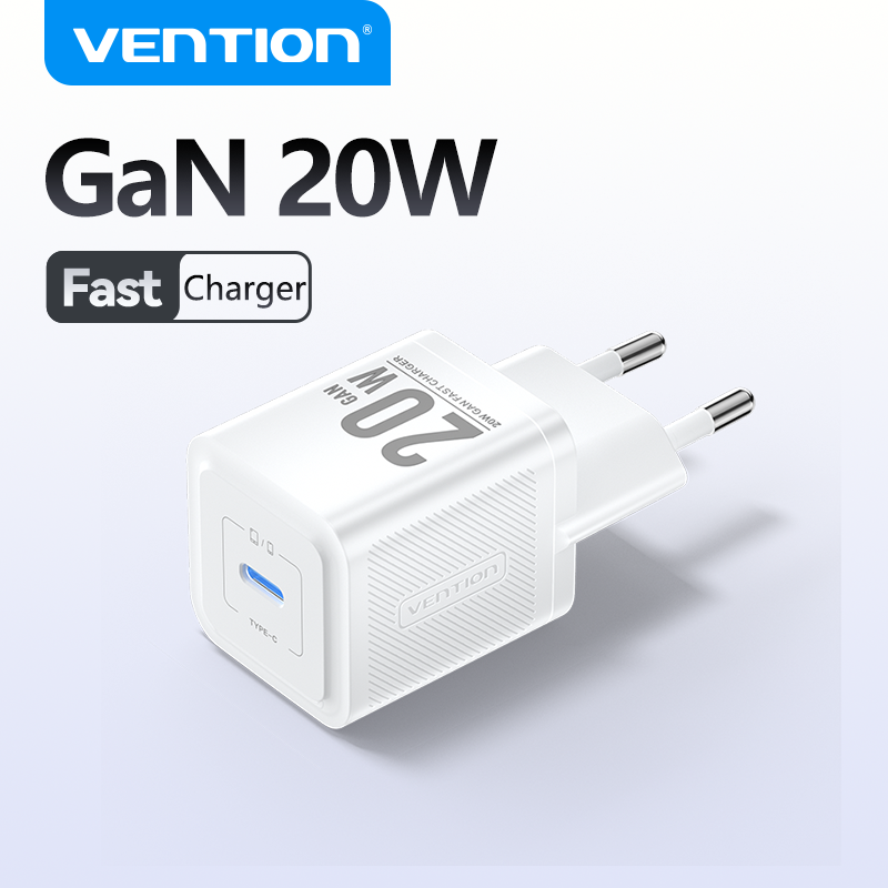 Vention 20W GaN Charger PD Fast USB Type C Charger USB C PD3.0 QC3.0 Quick Charging For iPhone 15 14 13 12 Mobile Phone Charger